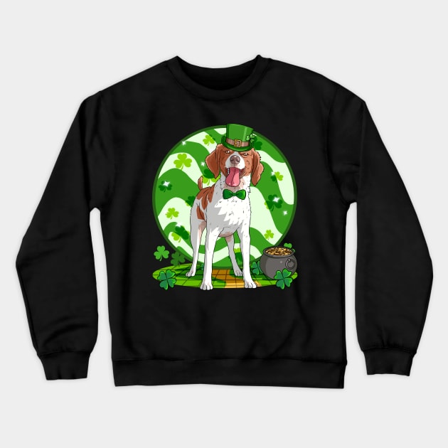 Brittany Dog St Patricks Day Leprechaun Crewneck Sweatshirt by Noseking